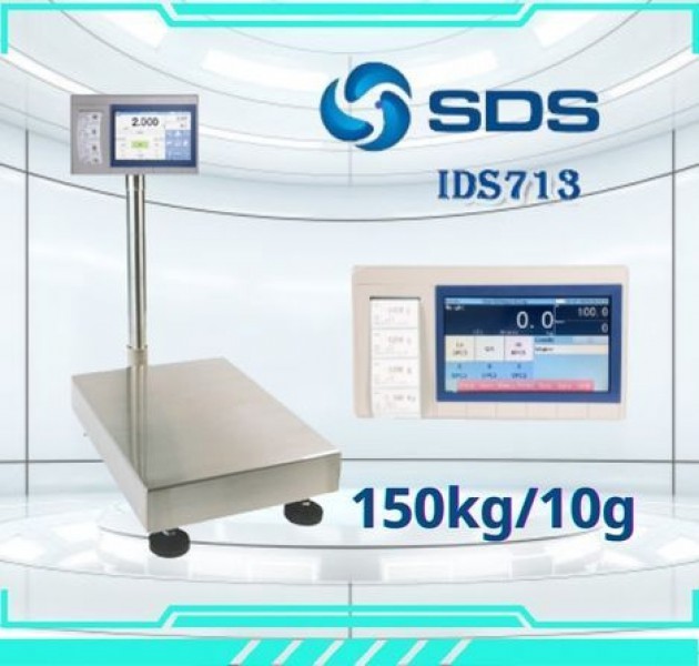 ตาชั่งดิจิตอล เครื่องชั่งน้ำหนักตั้งพื้น 150กิโลกรัม ความละเอียด 10กรัม  แบบมีเครื่องพิมพ์สติกเกอร์ในตัว ยี่ห้อ SDS รุ่น IDS713มี Built-In Printer ในตัว สามารถปริ้นสติ๊กเกอร์ได้