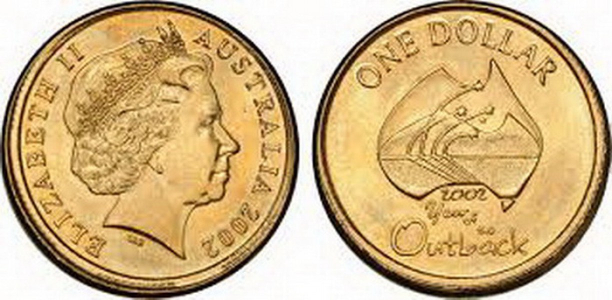 เหรียญ 1 ดอลล่าร์ ประเทศออสเตรเลีย อลิซาเบธที่ 2 ปี 2002 Elizabethe II 2002 Year of the Outback